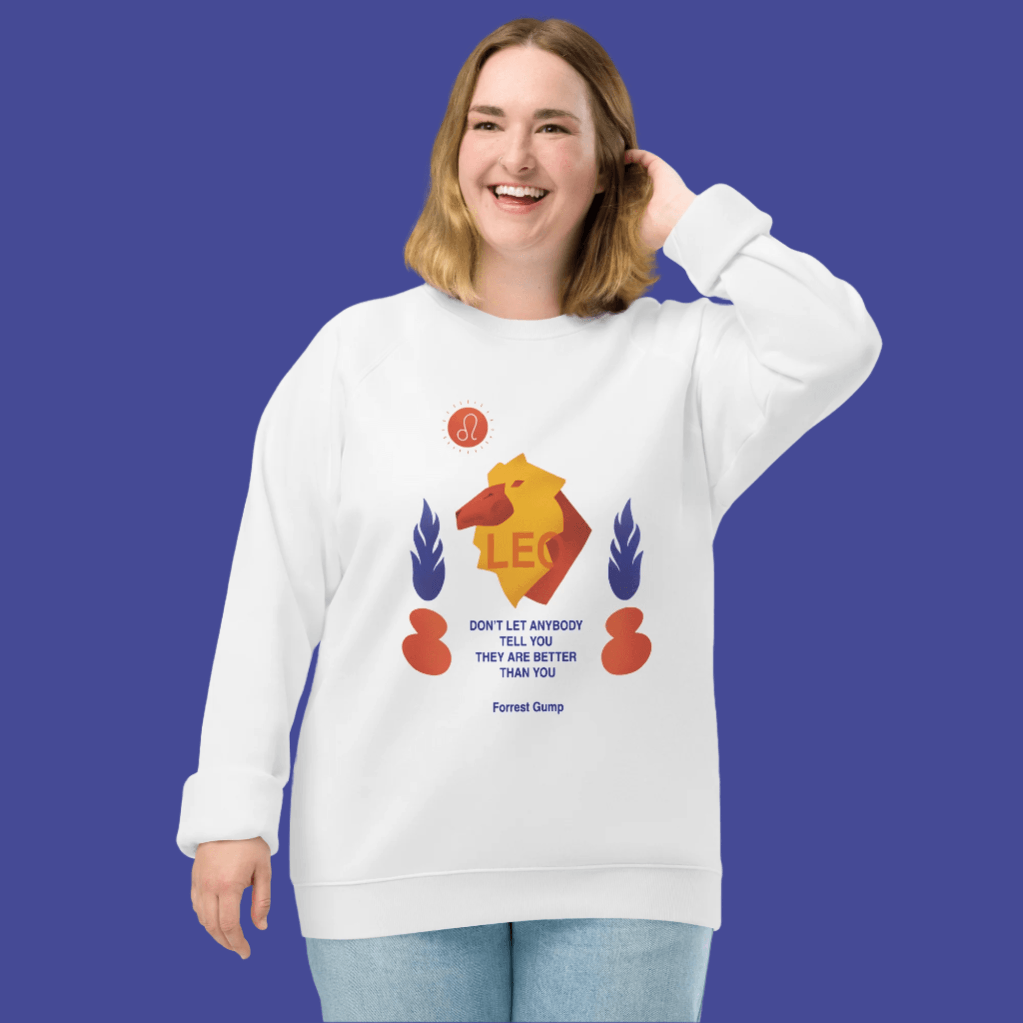 Leo Unisex Organic Raglan Sweatshirt - Forrest Gump Edition - 