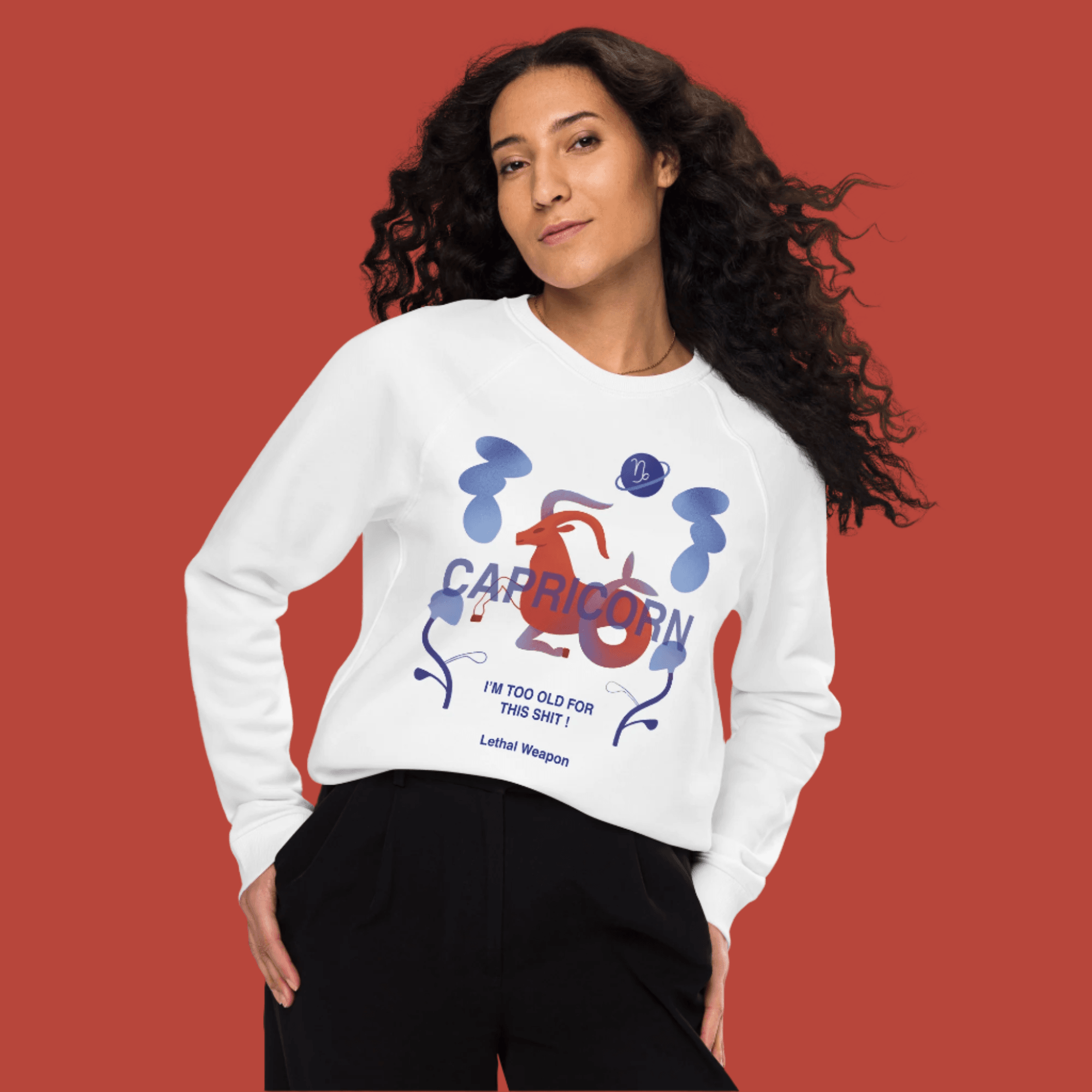 Capricorn Unisex Organic Raglan Sweatshirt - Lethal Weapon Edition - 