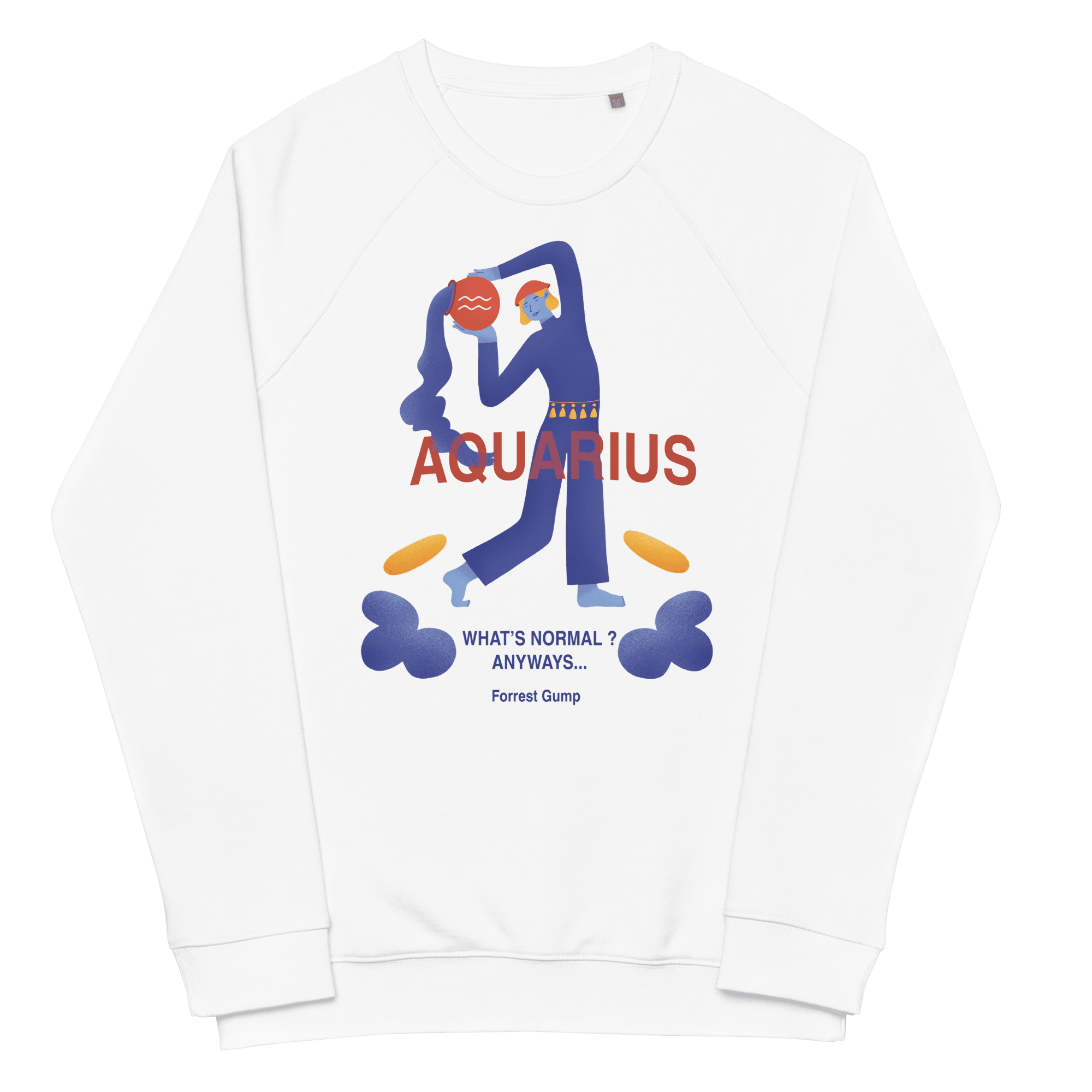 Aquarius Unisex Organic Raglan Sweatshirt - Forrest Gump Edition - 